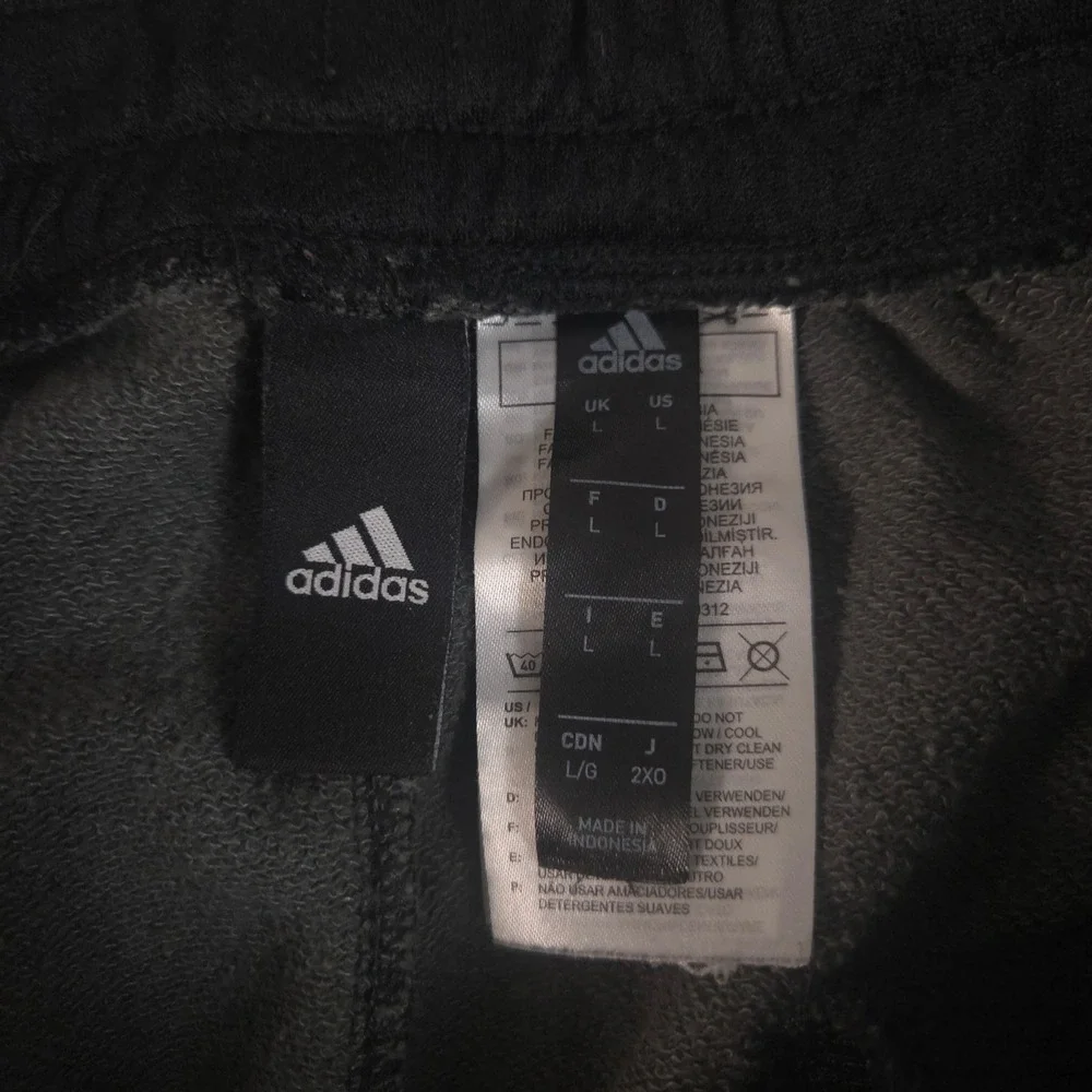 Adidas Sweatpants Mens Large Gray‎ Tapered Leg French Terry Jogger Pockets Logo